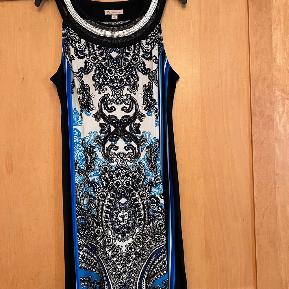 Dress Barn Black and White Sheath Dress Sleeveless Crew Neck